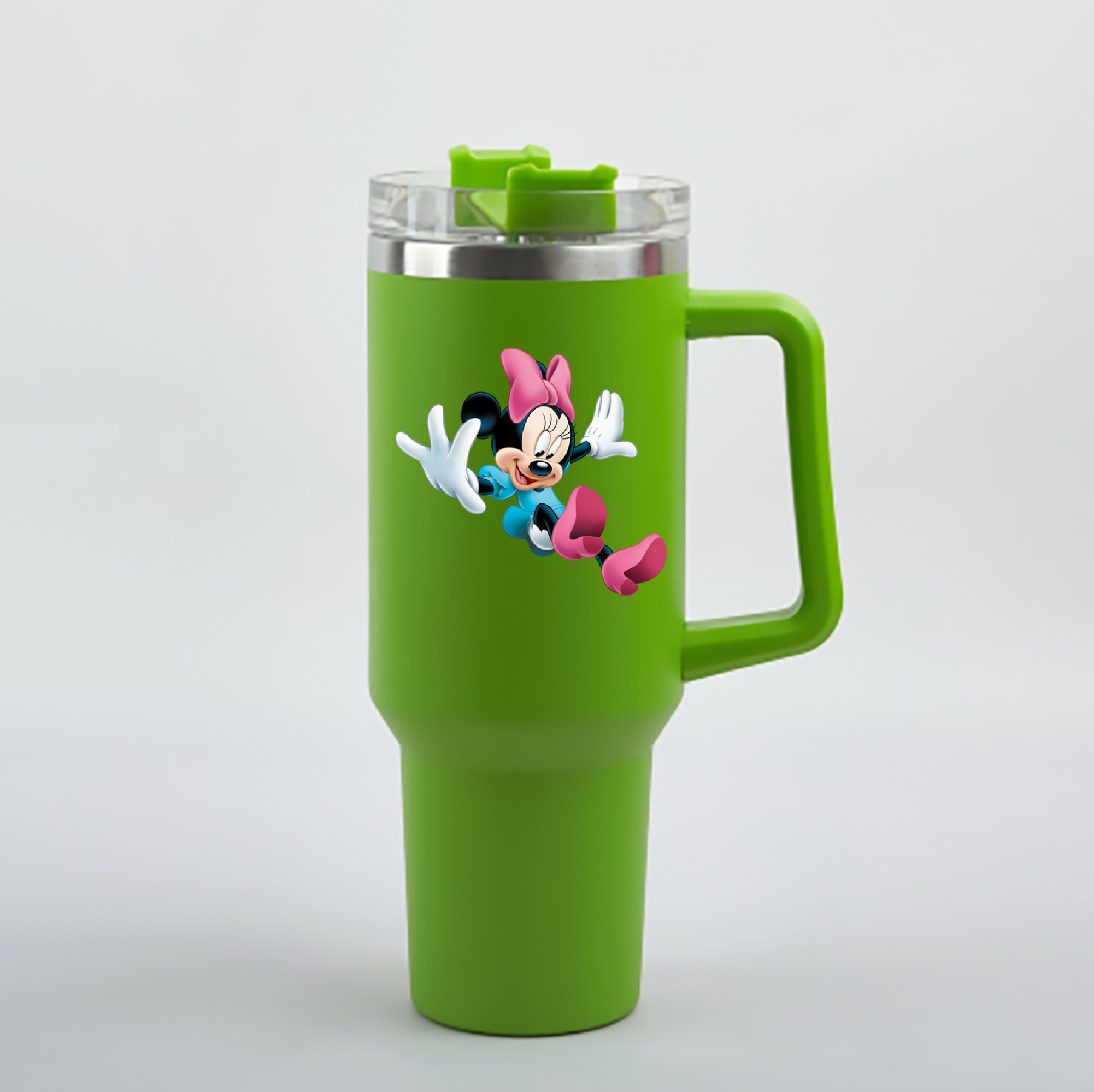 （画像用） ミッキーマウス Mickey Mouse 1200mL車用タンブラー - クリスタルステッカー（プラスチックストロー付き）